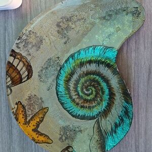 Nautical Shell Glass Dish Angelstar Cozenza Beach Ocean Tropical Theme Sea Shell